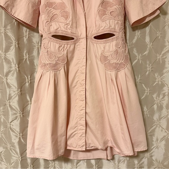 Self Portrait Pink Cutout Mini Lace Applique Trim Collared Mini Dress Mod - Picture 4 of 16